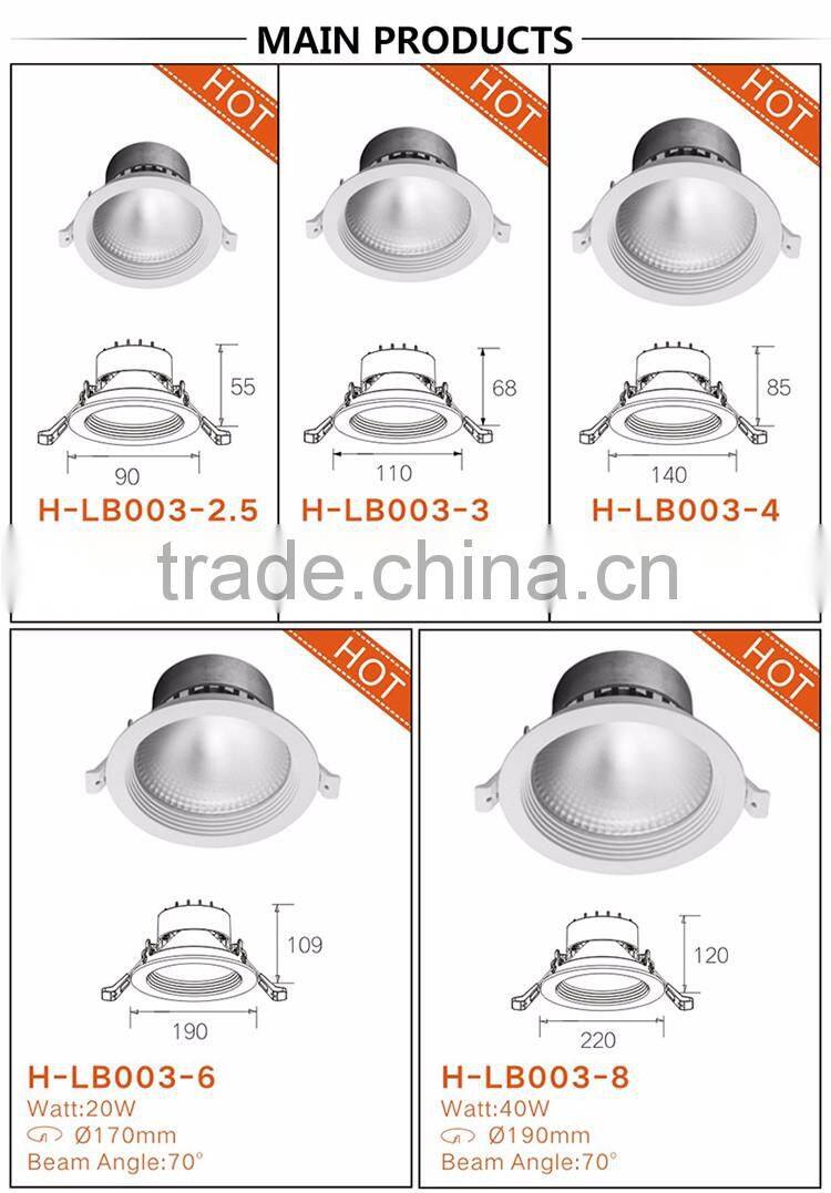 3 years high bright IP20 20w recessed led downlight