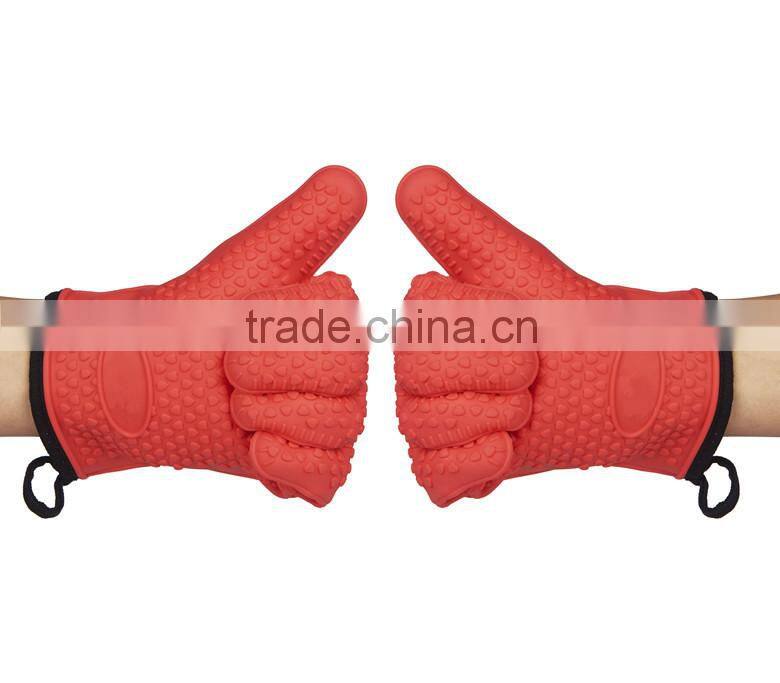 Silicone Gloves with Fabric Lining for Cooking, Baking, Barbeque, Grilling- Heat Resistant
