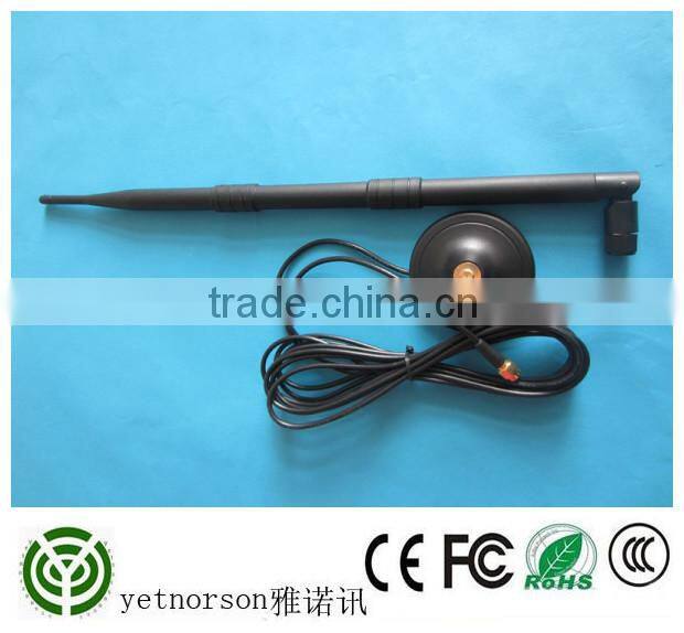 (factory price )2.4G wifi rubber antenna 9 dbi with magnetic base