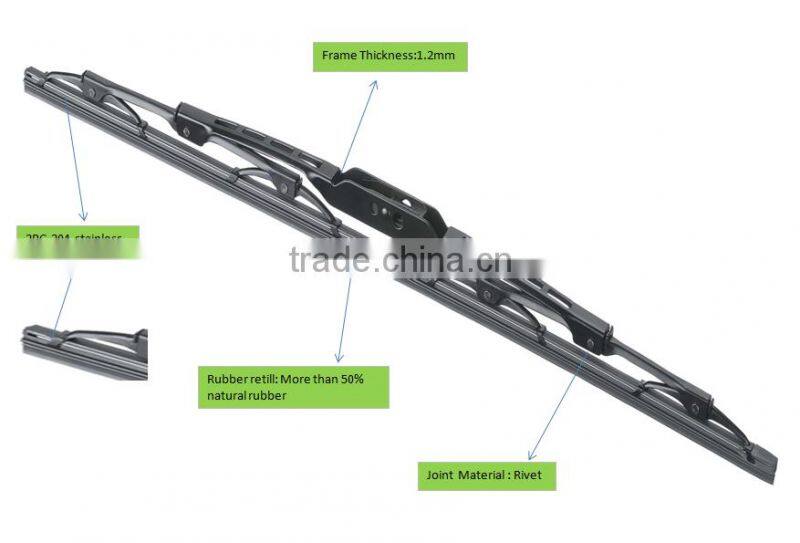 Auto parts Anti-rust traditional wiper blade,metral frame wiper samand blade
