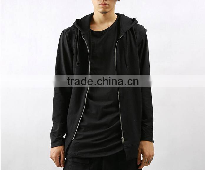 wholesale 100% cotton plain white sleeveless fleece hoodie