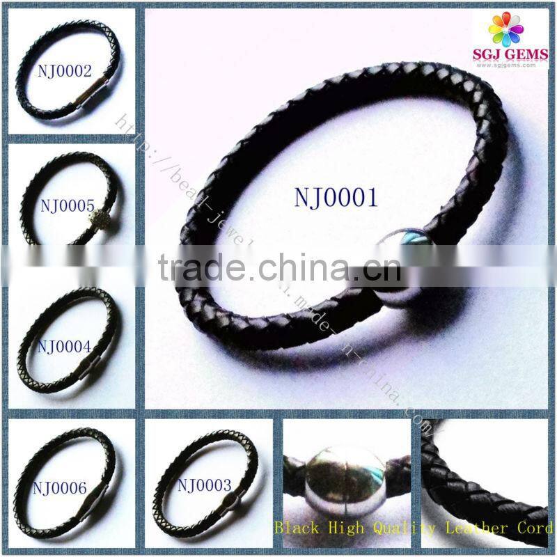 Excellent quality new coming cord end leather bracelet