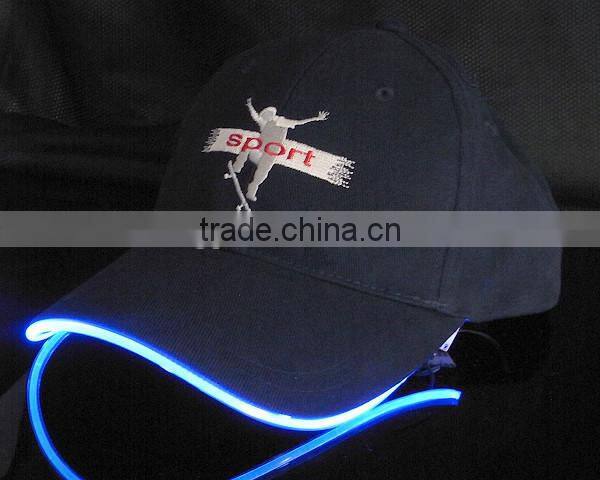 High Power Led cap Flashing Cap with Fibre Optic Lights on the Brim