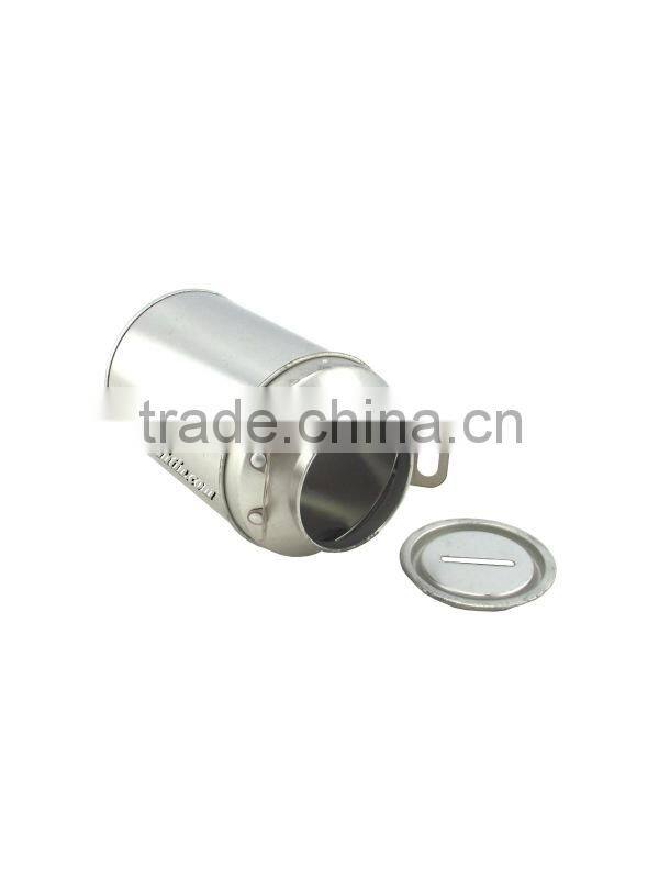 milk jug tin, metal milk jug, milk jug coin bank