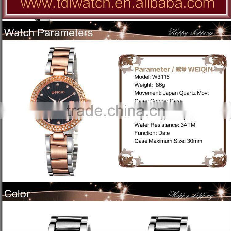 Luxury Ladies Stone Watches with Sapphire Glass and Solid Stainless Steel Band