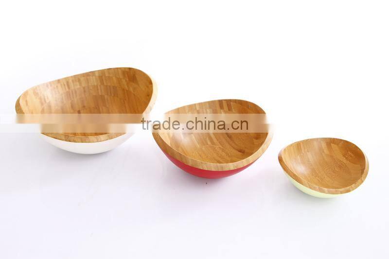 3 pcs China wholesale colored wood soup salad bowl