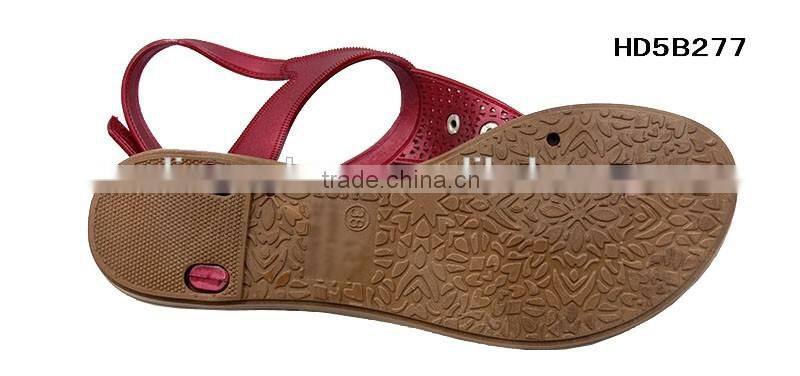 Simple PVC Outsole Ladies Flat Sandals Wood Women Summer Sandals