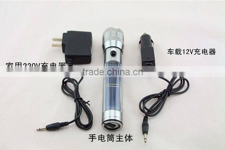 LED Light Solar Power Rechargeable Hybrid Light Solar Hybrid Flashlight
