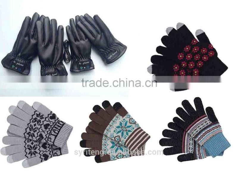 childrens girls boys leather wool touch screen glove