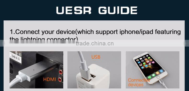 Lightning cable HDMI adapter miracast dongle for iphone