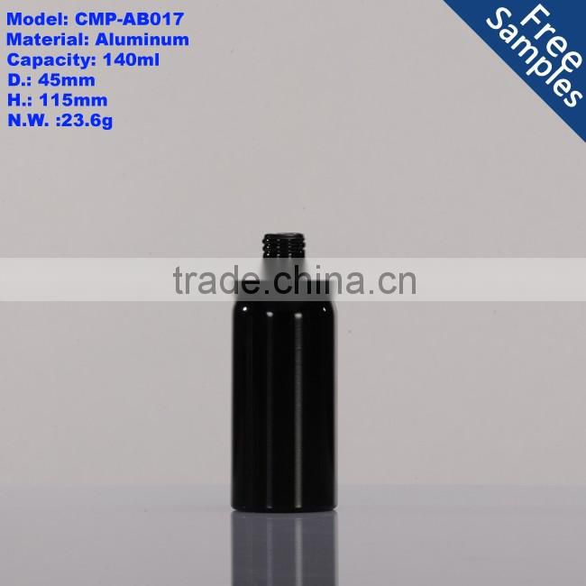 140ml cylinder black aluminum essential olive oil bottle with lid pump