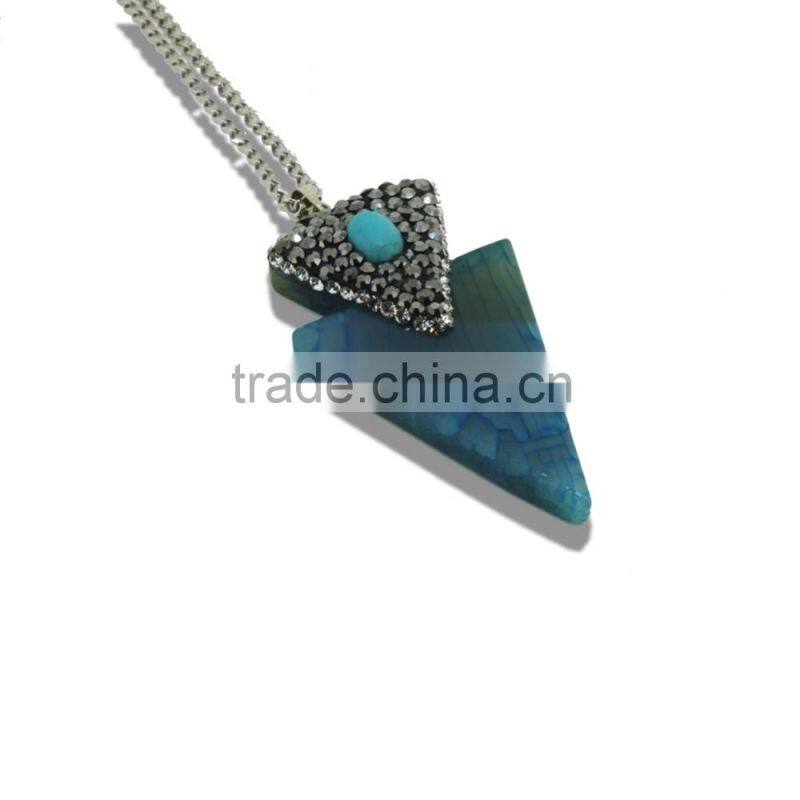 Fashion Triangle And beautiful texture Pendant Necklace Delicate Stone Necklace