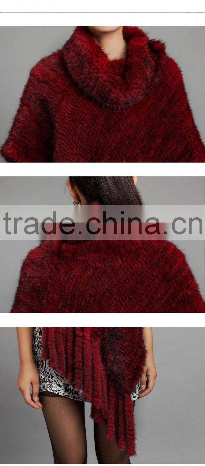 Real Mink Fur Woman Fashion Shawl/Poncho KZ14081