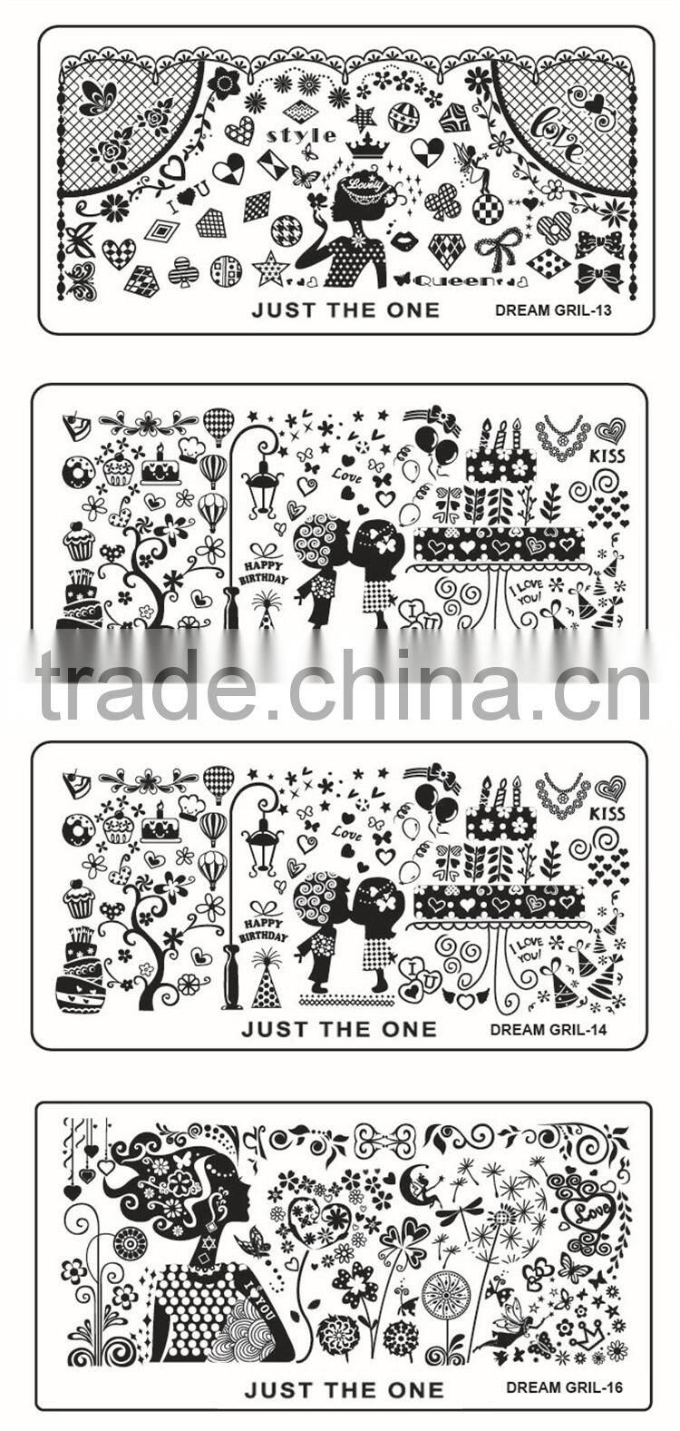 New Design Factory Outlets Dream Girl Series Nail Stamping, Professionals Nail Art Stamping Plates