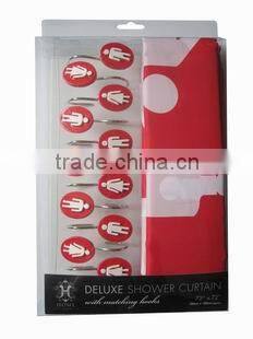 restroom series polyester shower curtain with resin hooks