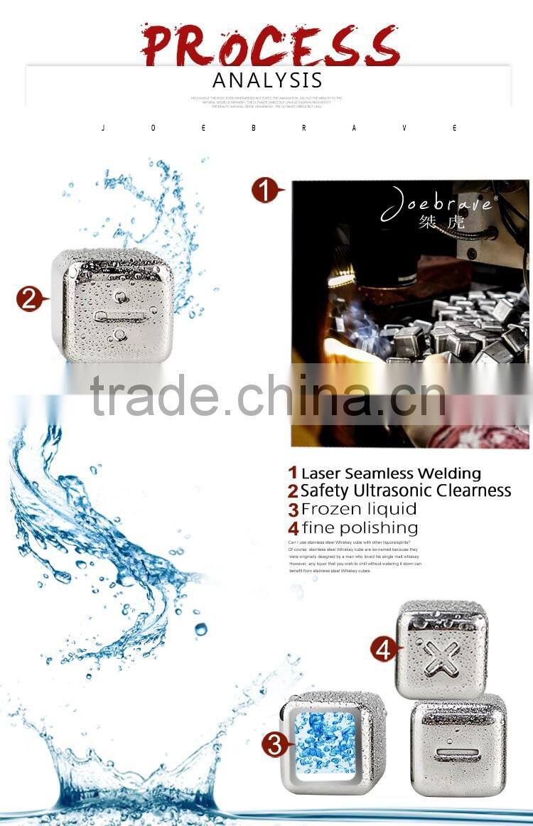 Brand new design reusable stainless steel ice cube, ice whiskey stone, with notation logo