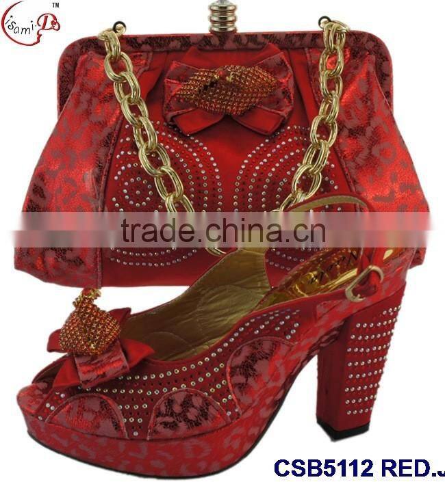 high rough heals shoes and bag match set with stones famous in European style for young lady for wedding /party