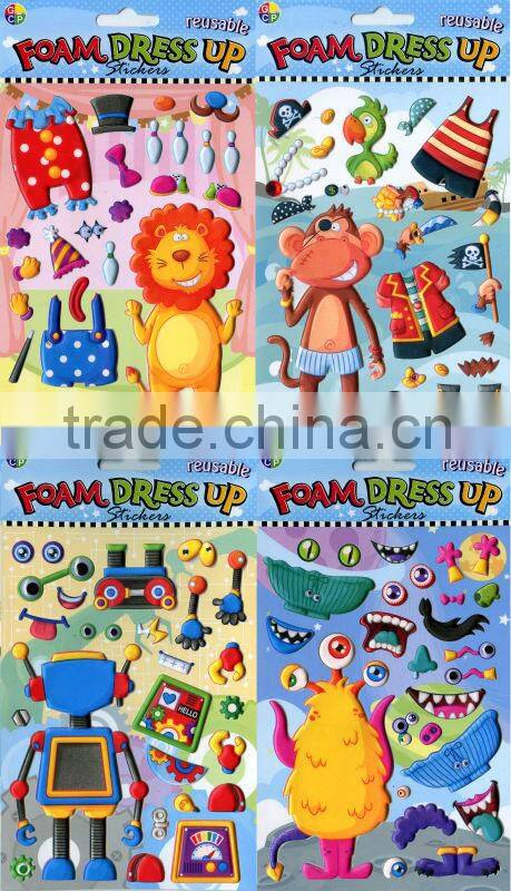 Dress up vinyl stickers wholesale , DIY/3D EVA dress up sticker