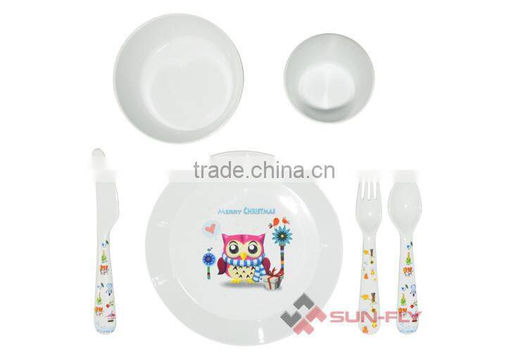 New Wholesale bpa free plastic Custom printed 6PCS/SET kids dinnerware sets