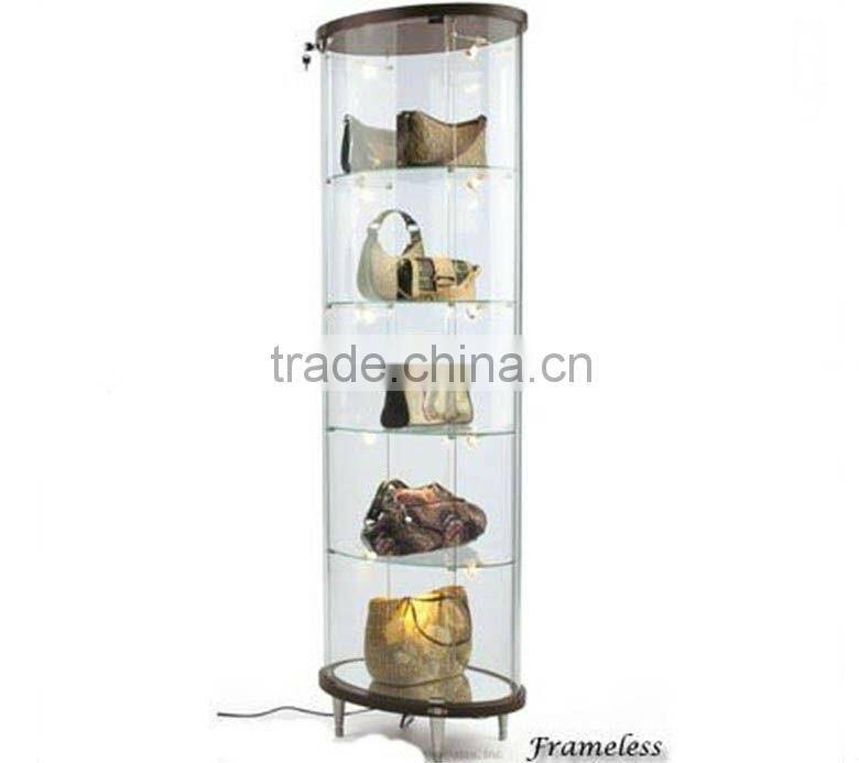 BEST SELLER!!round glass display case, 5 tier Round Display Case That Has Suspended Shelf,glasses display,cosmetic display case