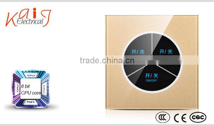 3 gang smart touch screen wall plate light switch 1000w