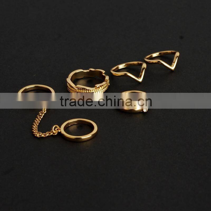 Hotsale New Design Ladies Gold Four Finger Ring