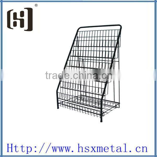 metal foldable magazine newspaper display rack HSX-S278