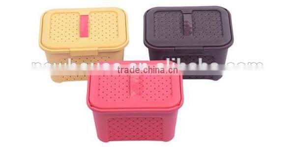 Popular Rectangle Plastic Storage Basket with Lid