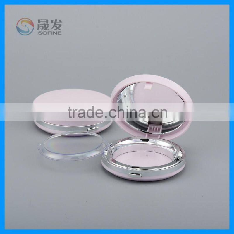 Flip cap empty compact powder case with mirror