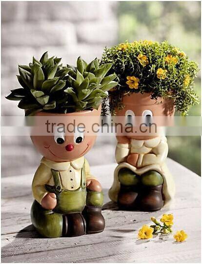 2014 Hot Selling Custom owl resin flower pot
