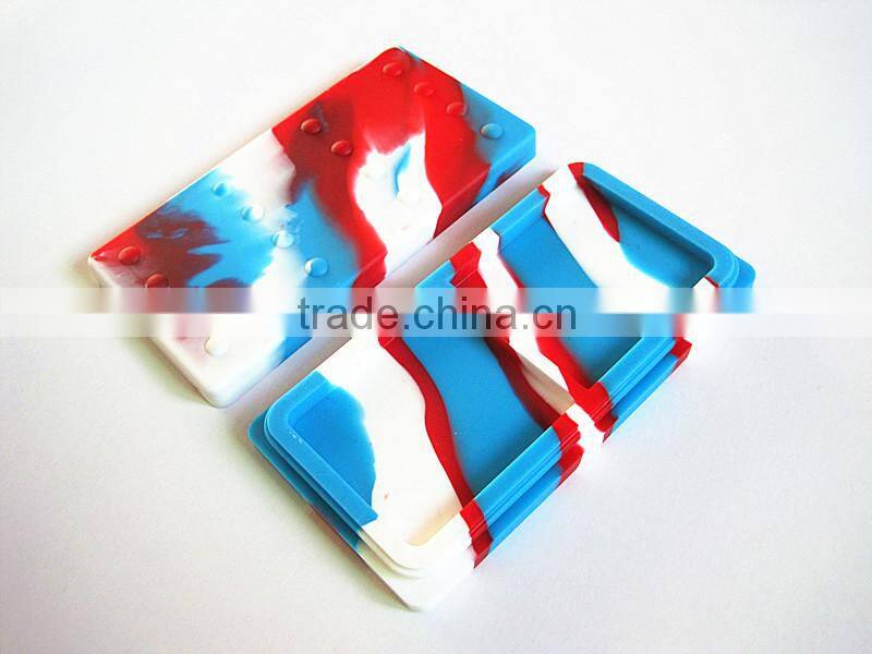 FDA food grade stackable non stick 26ml 2 compartments large platinum cured new style silicone dab rectangle stackable container