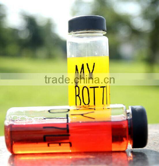 Korea Hot Sale Plastic Sports water bottle 500 ml my bottle With Black Cap