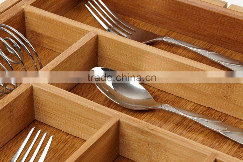 BH003 Bamboo Expandable Drawer Organizer,Bamboo Utensil Drawer Organizer Tray