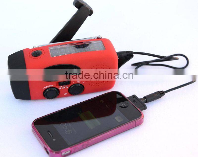 crank dynamo solar radio flashlight with charger