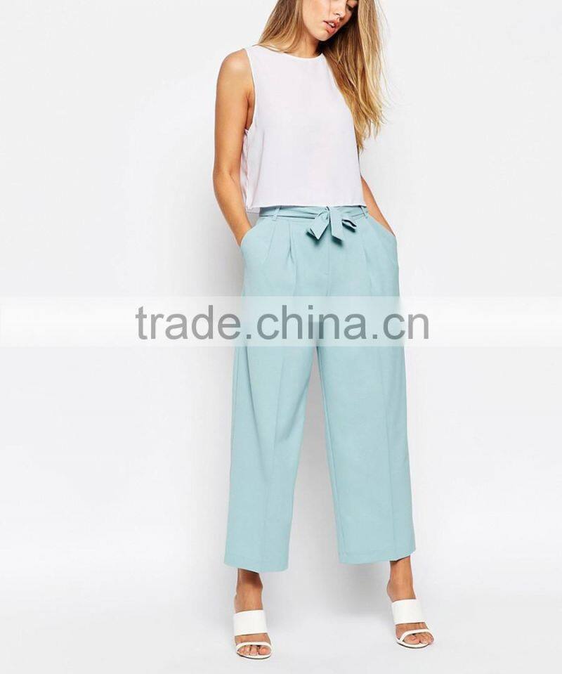 Wholesale women boudique blue belt cullote