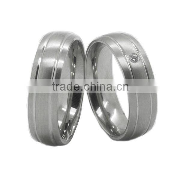 Fashion CZ diamond couple rings for men women stainless steel wedding ring