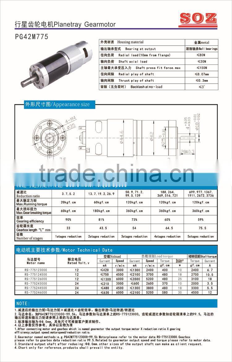 Dc planetary brushless gear motor