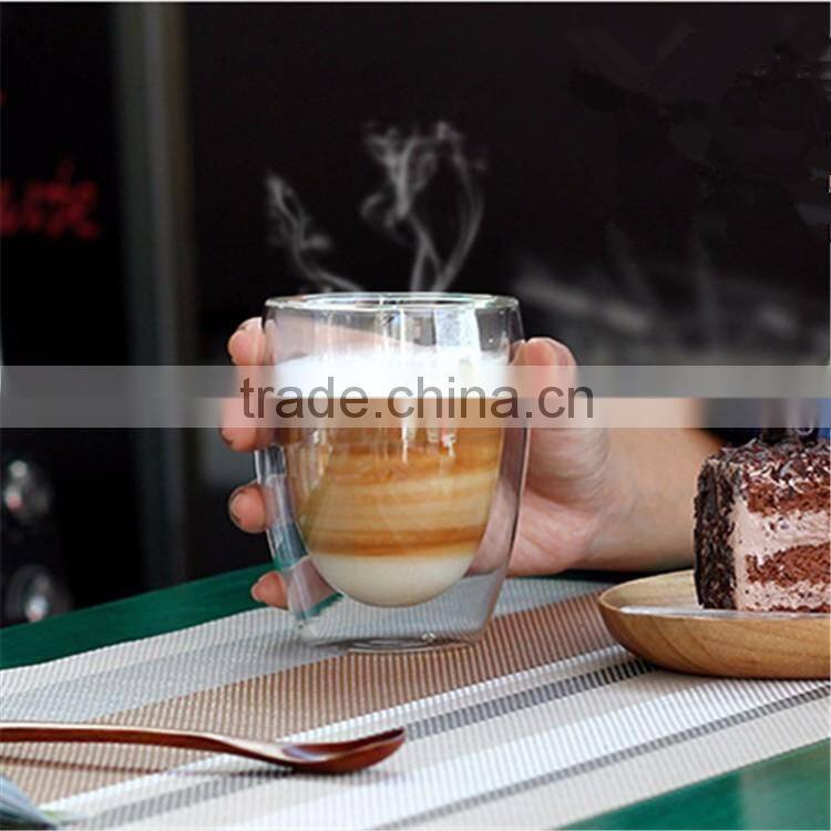 Promotional Gift drinking double wall glass coffee cups/glass bottle in 2016 hot sale