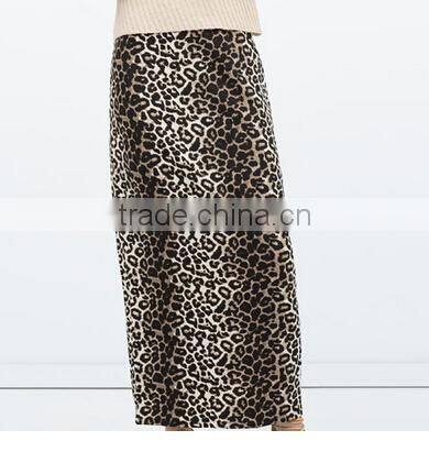 Guangzhou Supplier Sexy Ankle-Length leopard print Straight skirts fashion women long skirts customized