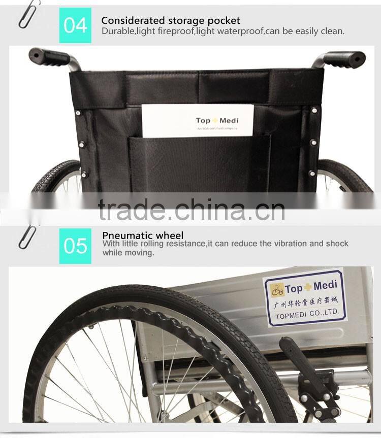 TOPMEDI cheap price basic economical manual standard steel wheelchair