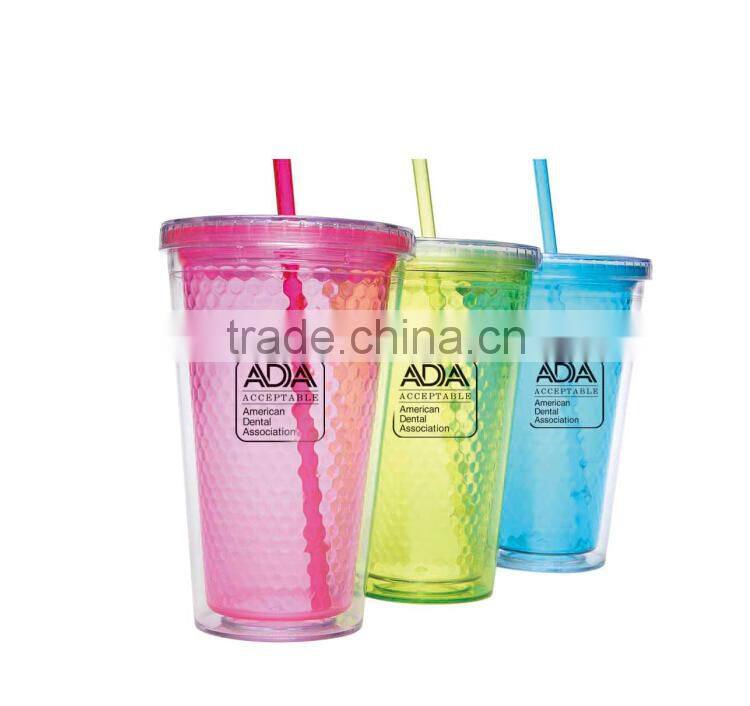 2015 New 16oz plastic double wall frosty cups BPA free