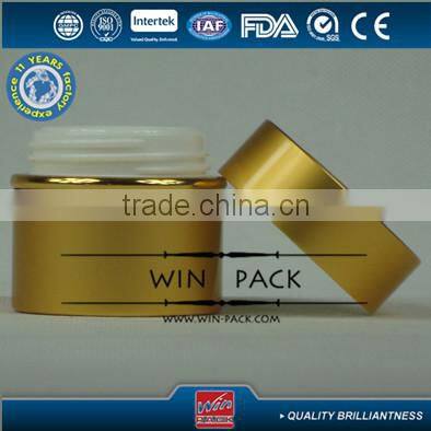 Golden aluminum lotion bottle with inner side plastic bottle,shiny gold color rim