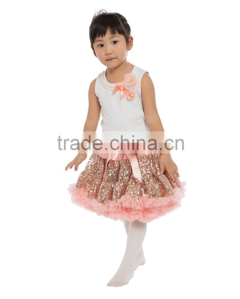 Wholesale baby girls Pettiskirt Ruffle Chiffon Petti Top Set 0-9 years tutu Pettiskirt