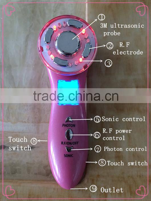 portable home use professional 3 in 1 ultrasonic led light skin lifting beauty equipment