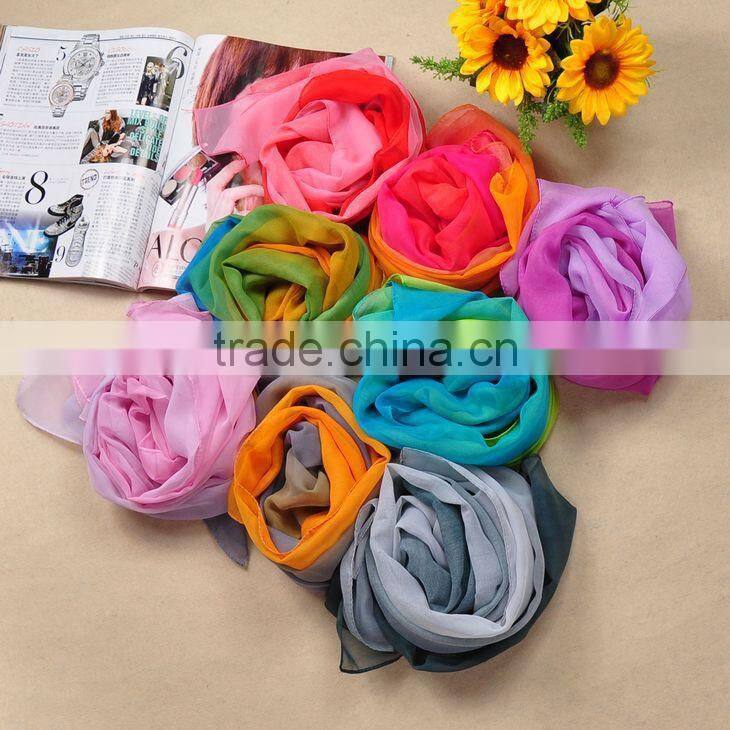 2014 Fashion Women Girls Gradient Wrap Lady Shawl Stole Silk Chiffon Scarf Wholesale