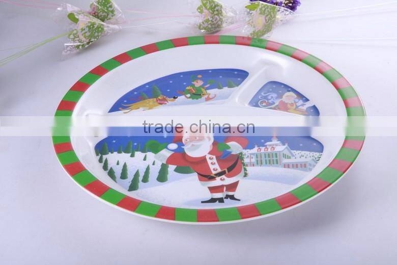 Special shape three grids melamine lunch tray for children, biodegradable lunch trays