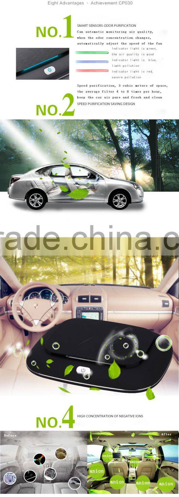 Most practical portable mini car air purifier ionizer and USB charger