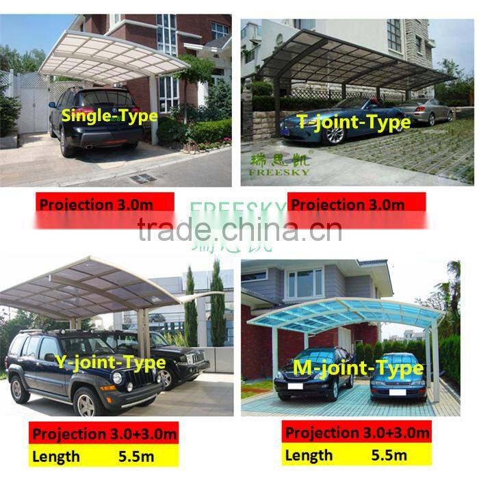 Easy installation garden sun shade aluminum single slope carport