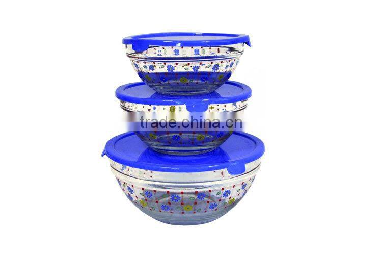 wholesale cheap daily use glass soup bowl, 3pcs glass bowl set