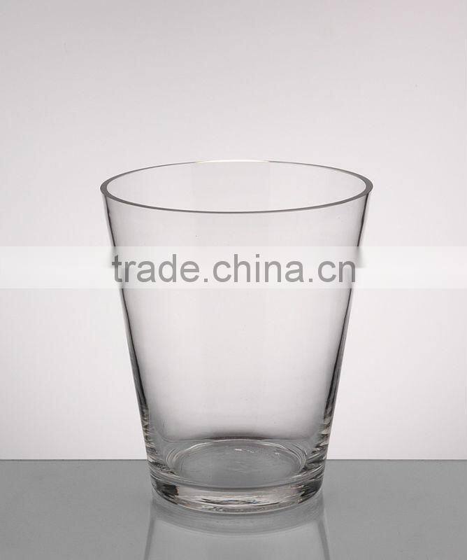 crackled slant top colored glass vase,glass vase slant top,glassware crackled